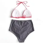 Factory Wholesale Girl Sexy Swimsuit Multicolour Lattice High Waist Women Bikini Beach Swimsuit