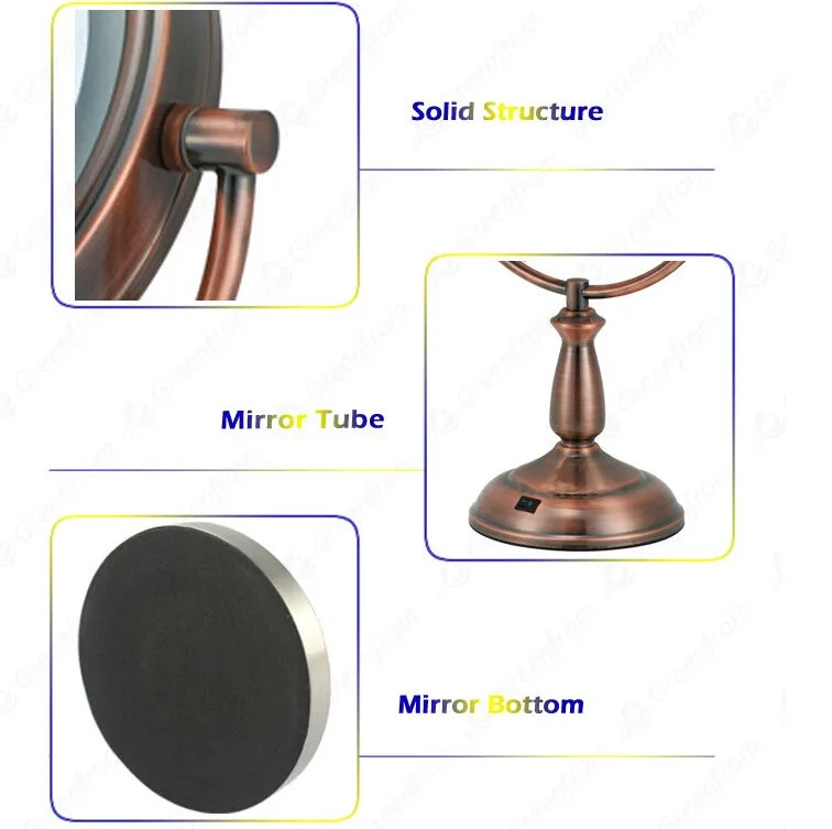 Dual Sided LED Surround Makeup Mirror, 1x/10x Magnification, Copper