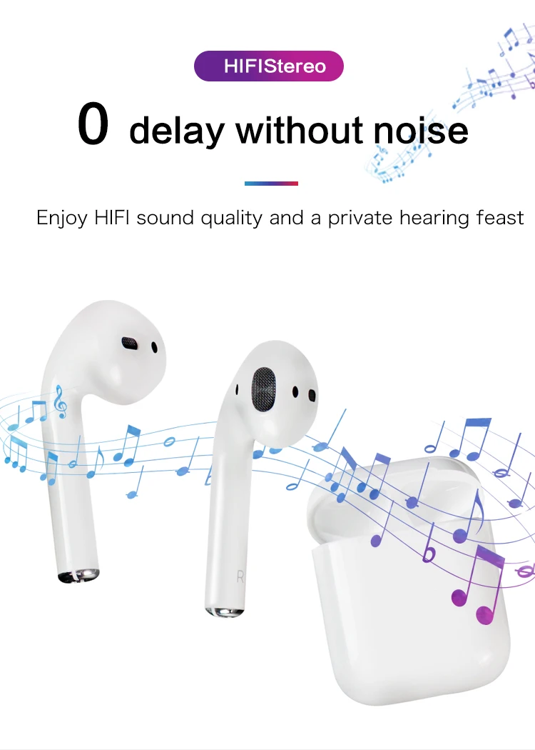 factory I12 Wireless TWS Earphones HIFI V5.0 Smart Earbuds Headset With Touch Control Blue tooth TWS Earphone - ANKUX.COM