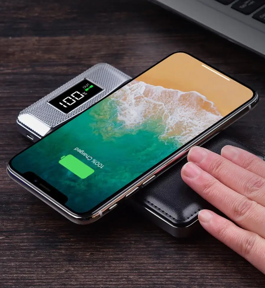 Power Bank 10000mAh Qi Wireless Charging 2 USB LED Wireless Power Bank Portable Battery Charger Hot Sell in USA - ANKUX.COM