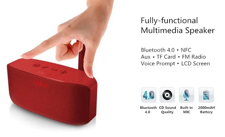 Original Lafine F11 Super Bass LCD Portable SD CARD SLOT Wireless NFC Bluetooth4.0 Speaker With Mic & FM Radio Hand-Free Calling - ANKUX.COM