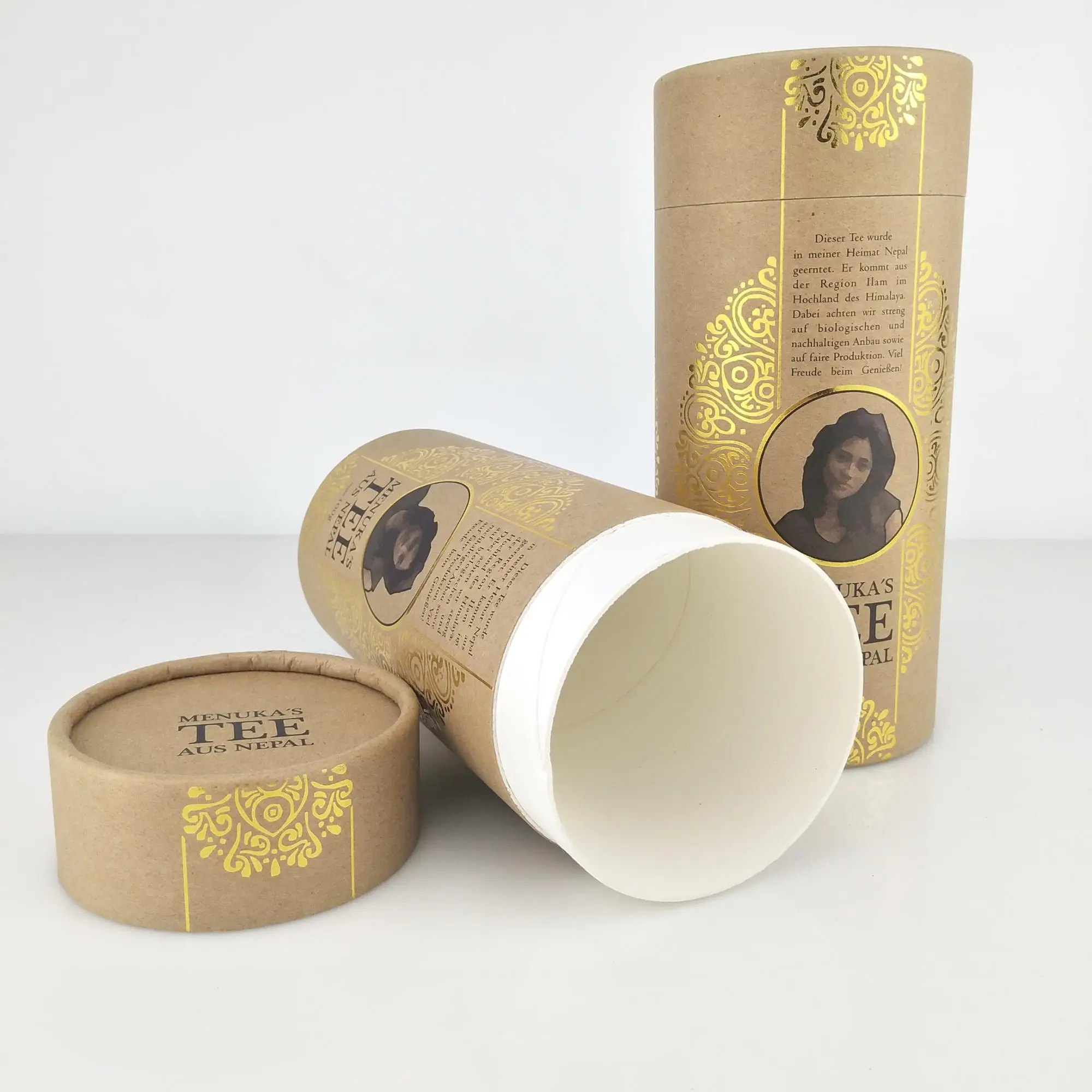 eco friendly paper cylinder packaging box for tea