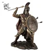life size modern bronzed spartan warrior sculpture with sword and hoplite shield statue BRL-283
