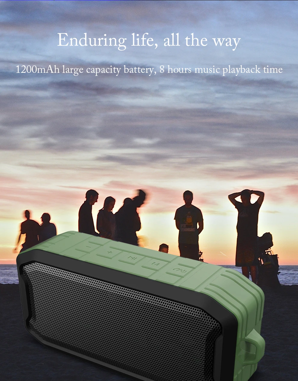 Long strip wireless portable IPX7 waterproof speaker with lanyard - ANKUX.COM