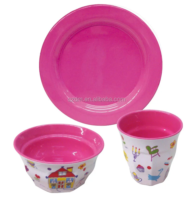 Double-color printing plastic dinnerware set