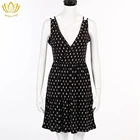 New design fancy printed sleeveless lady's dress