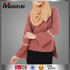 Breathable Muslim Tunic Tops Baju Melayu Blouses for Women