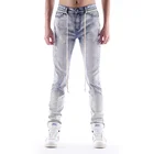 DiZNEW drop shipping Fashion grey slim fit heavy weight men denim trousers
