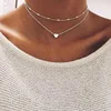 Simple Fashion Gold Plated Love Heart Pendant Multilayer Beads Short Chocker Necklaces (KNK5100)
