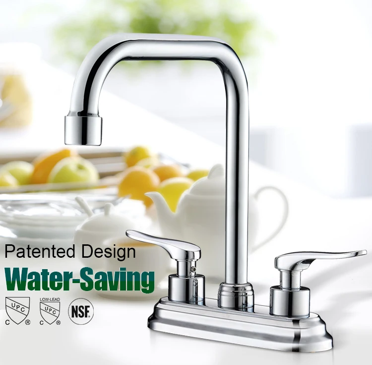 Deck-mounted brushed brass basin faucet kitchen sink tap