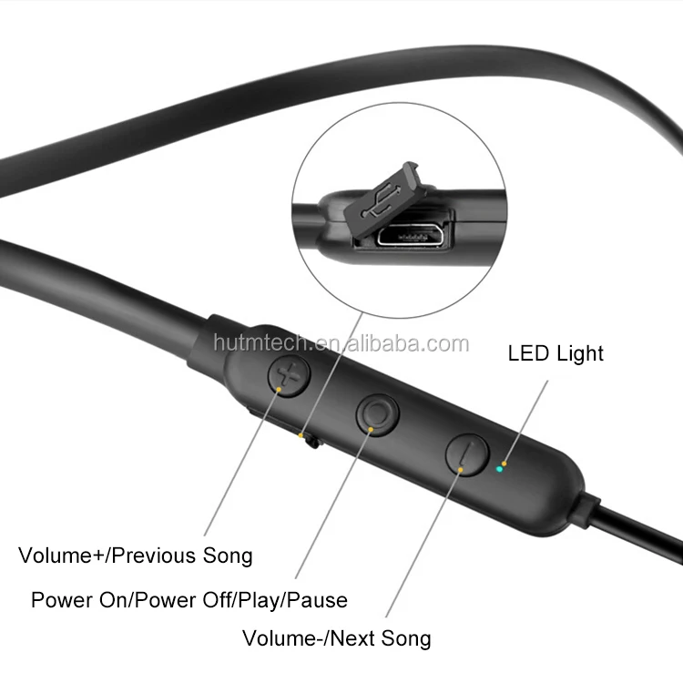 130mAh Sport Bluetooth Neckband Earphones Stereo Metal Wireless Earphone With Microphone - ANKUX.COM