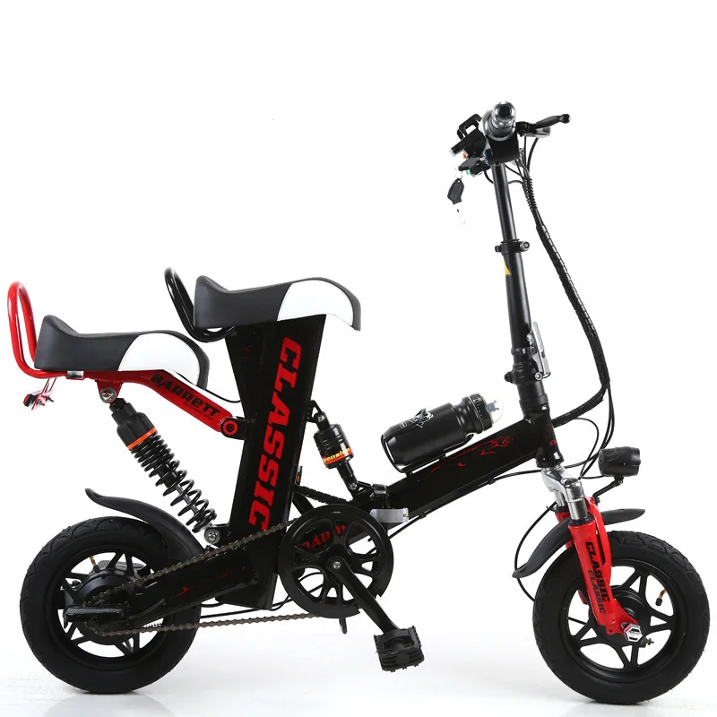 New Adult Two Seater 48V Folding Mini Electric Ladies Bike With Baby Seat