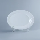 High quality home hotel restaurant plain white ceramic porcelain oval shape fish serving dish plate