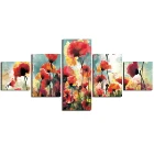 HD 5 panel canvas unframed printed flower stretched painting