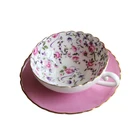 Japanese wide mouth macaron color ceramic bone tea cup set china supplier