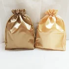 Soft custom gold gift packaging satin bag, silk dust bag for shoes and handbags