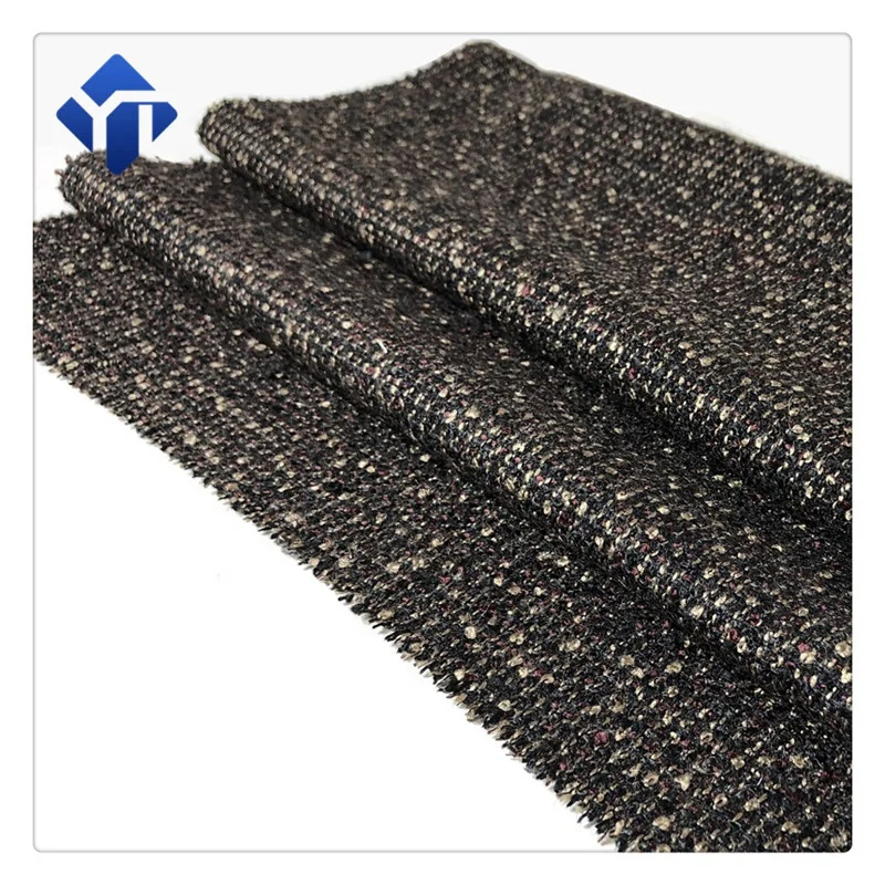 Neue design mühlen Frühling und Herbst woolen blended phantasie boucle garn wolle polyester tweed stoff für männer anzug