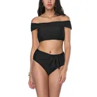 Hot Sale Brazilian Black Off Shoulder Bowknot Bikini Swimwear