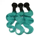 Best selling 100% natural indian color 1b/blue two tone human hair weave straight body wave hair extension