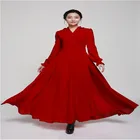 Elegant long sleeve muslim evening dress puff sleeve chiffon maxi evening dress big hem dress H037