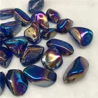 100% natural clear crystal rock stone specimen blue electroplate tumbled stone colourful stone