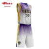 Custom dye sublimation white and purple color sublimated reversible basketball jerseys
