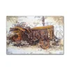 Large Rustic Retro Hand Painted Tractor Canvas Art
