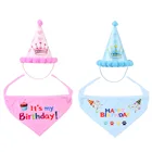 New design unique fashion cute birthday party triangle pet cat dog bandana and hat suit