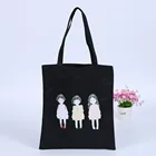 Screen Printed black Grocery Shopping Tote Bag For Teens