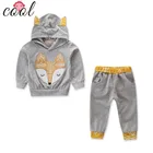Children's animal clothes set baby boy outfit with fox embroidery