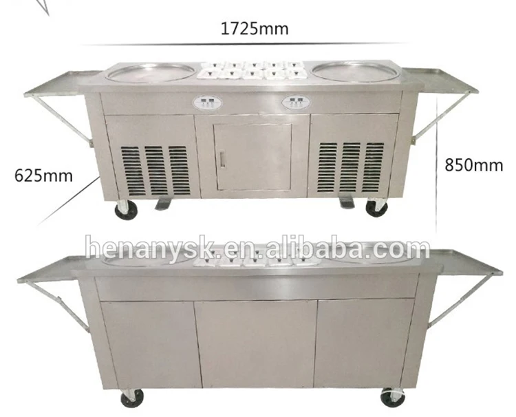 2 Pans 10 Topping Top Quality CE Ice Pan Machine Roller Machine For Ice Cream Makers