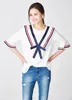 2016 bow chiffon shirt lady top fashion model blouse for uniform