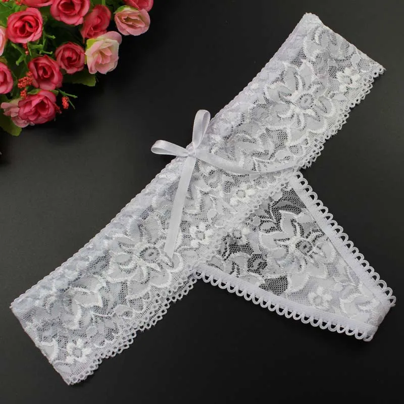 Stock Bowknot transparent jacquard low waist Lace sey panties women underwear thongs bragas women panties sey underwear women br