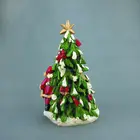 Polyresin Santa Claus and Bear ,Santa Claus Figurine with Christmas Tree, Christmas Decorations