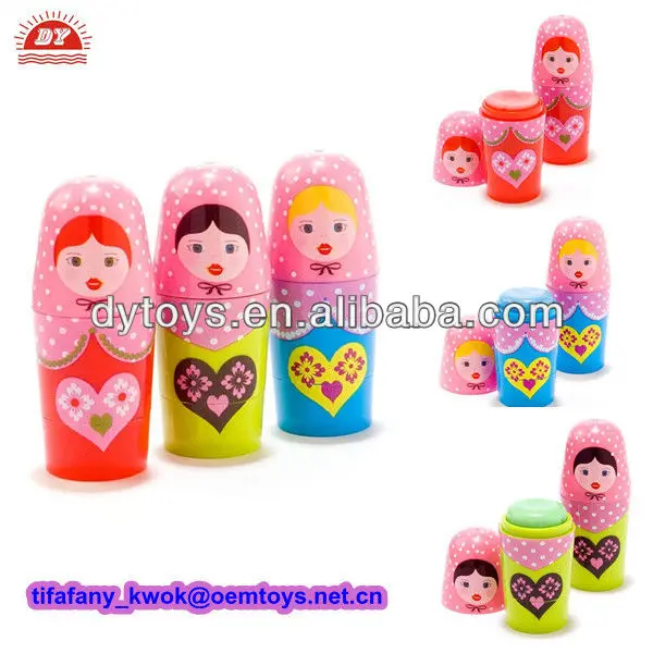plastic russian doll lip balm tube