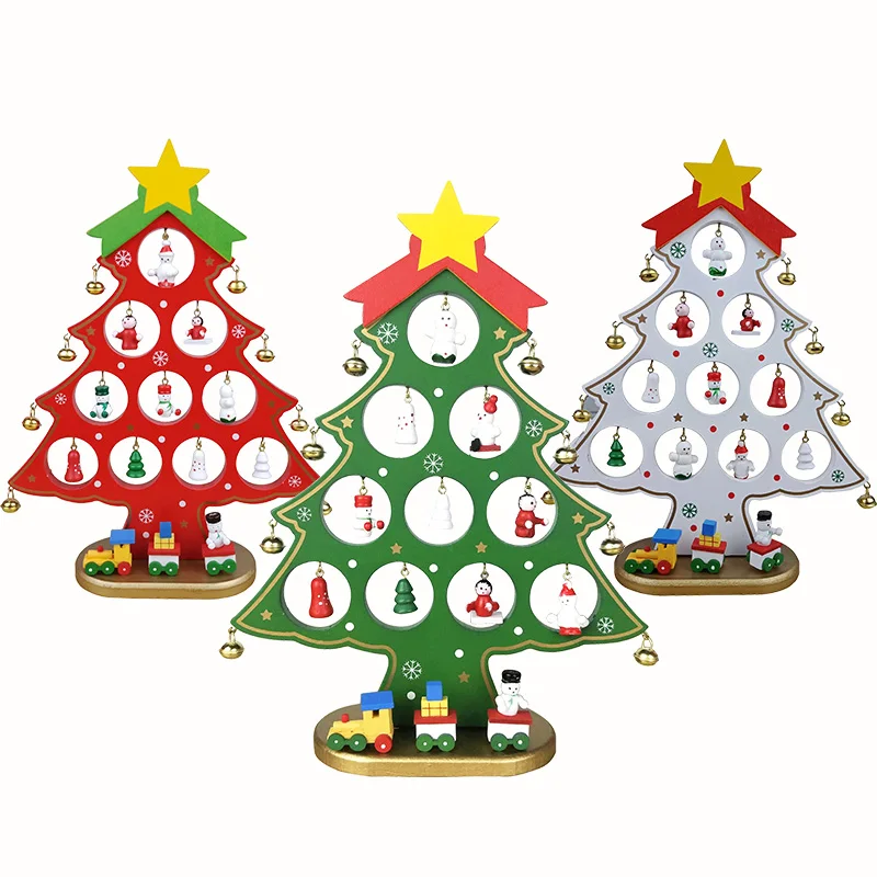 Wholesale Wooden Christmas Tree With Three Car Furnishing Articles Christmas Decorations Diy Xmas Gift Ornament For Table Decor Buy Wooden Christmas
