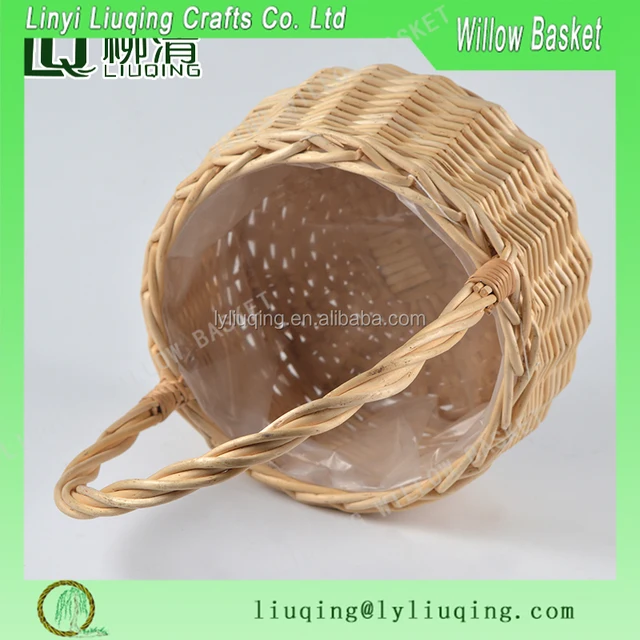 round hamper with handle flowers fruits bread picnic basket