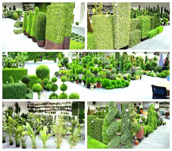 Uv耐性プラスチック緑化人工ダブルトピアリー草ボール庭の装飾仕入れ・メーカー・工場