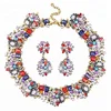 Fashion hot selling alloy multi-color glass crystal collar choker statement bib necklace