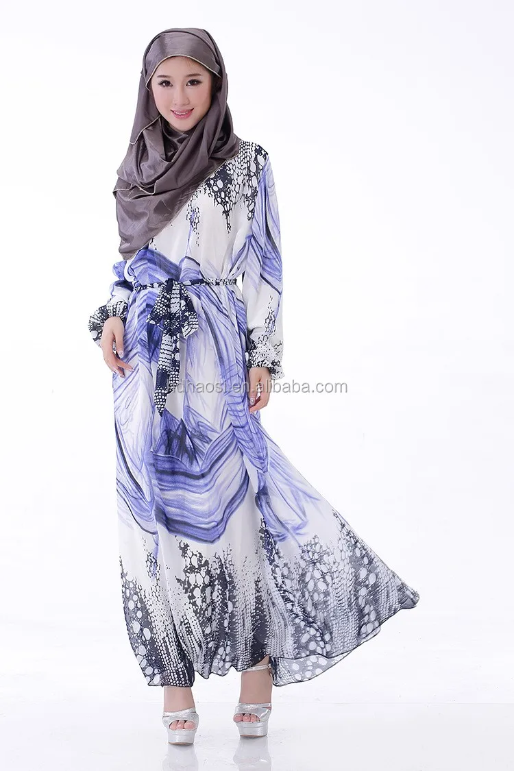 latest design Thailand Indonesia women dress Muslim dress Long sleeve dress
