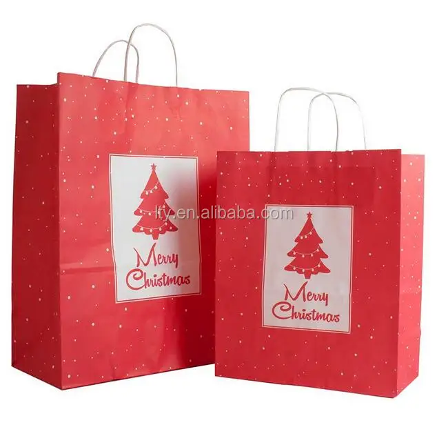 low cost white kraft craft merry christmas brown paper gift bag