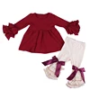 New Arrival Children Designer Clothes Sets Organic Cotton Girls Ruffle Boutique Outfits