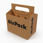 Custom Printed Cardboard 6 Bottle Beer Carriers Recycled Six Pack Wine Glass Packing Box with Handle