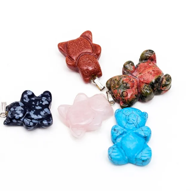 charm key quartz pendant, little bear crystal pendant for gi