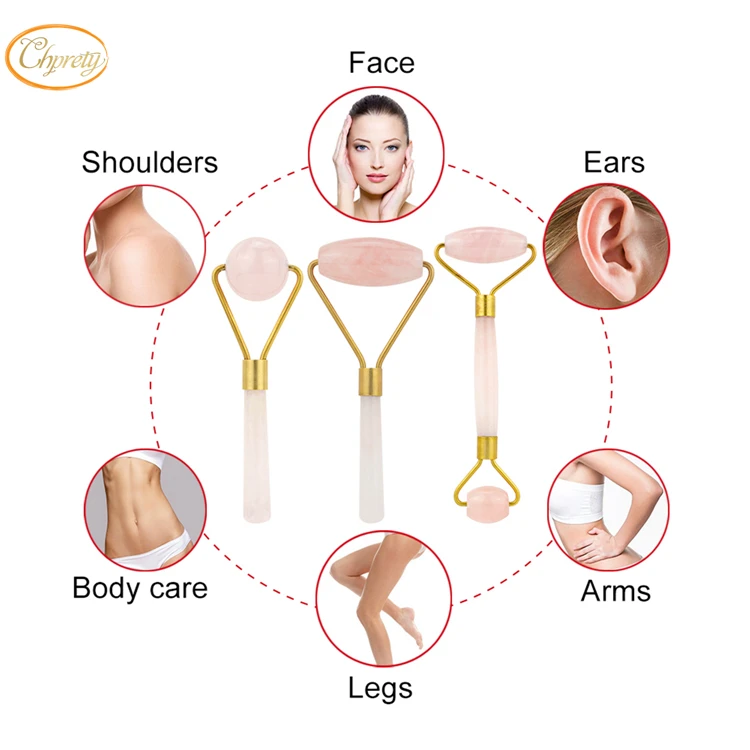 2019 best selling beauty real natural rose quartz stones jade roller face and body massager products