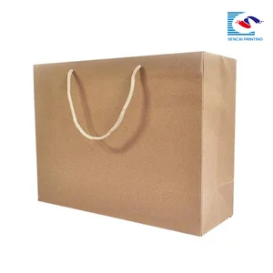brown kraft paper shopping bag with twisted rope handle