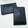 luxury custom debossed logo black real leather atm card holder
