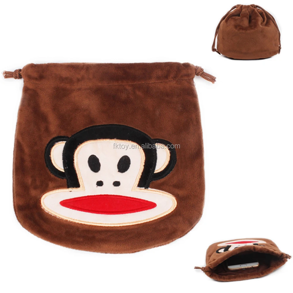 custom manufacture monkey style brown soft toy mini wallet coin