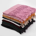 Low-cost wholesale monochrome cotton swallowtail point drill malaysian pink lace hijab hijab arab girl scarf