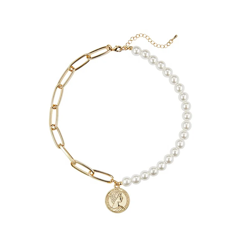 Internet estrella recomendar perla Multi Strand oro Cruz collar de encanto en Venta caliente
